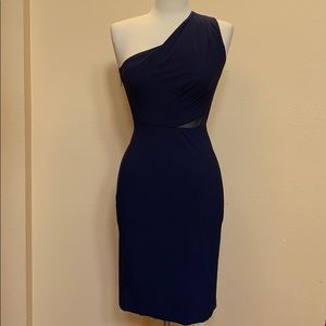 💥SALE💥 HALSTON H One Shoulder Asymmetric Navy